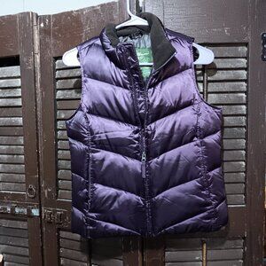Eddie Bauer down vest, eggplant, size XS